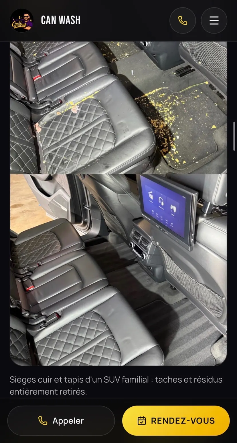 Comparateur avant / après du nettoyage des moquettes de voiture sur le site Can Wash
